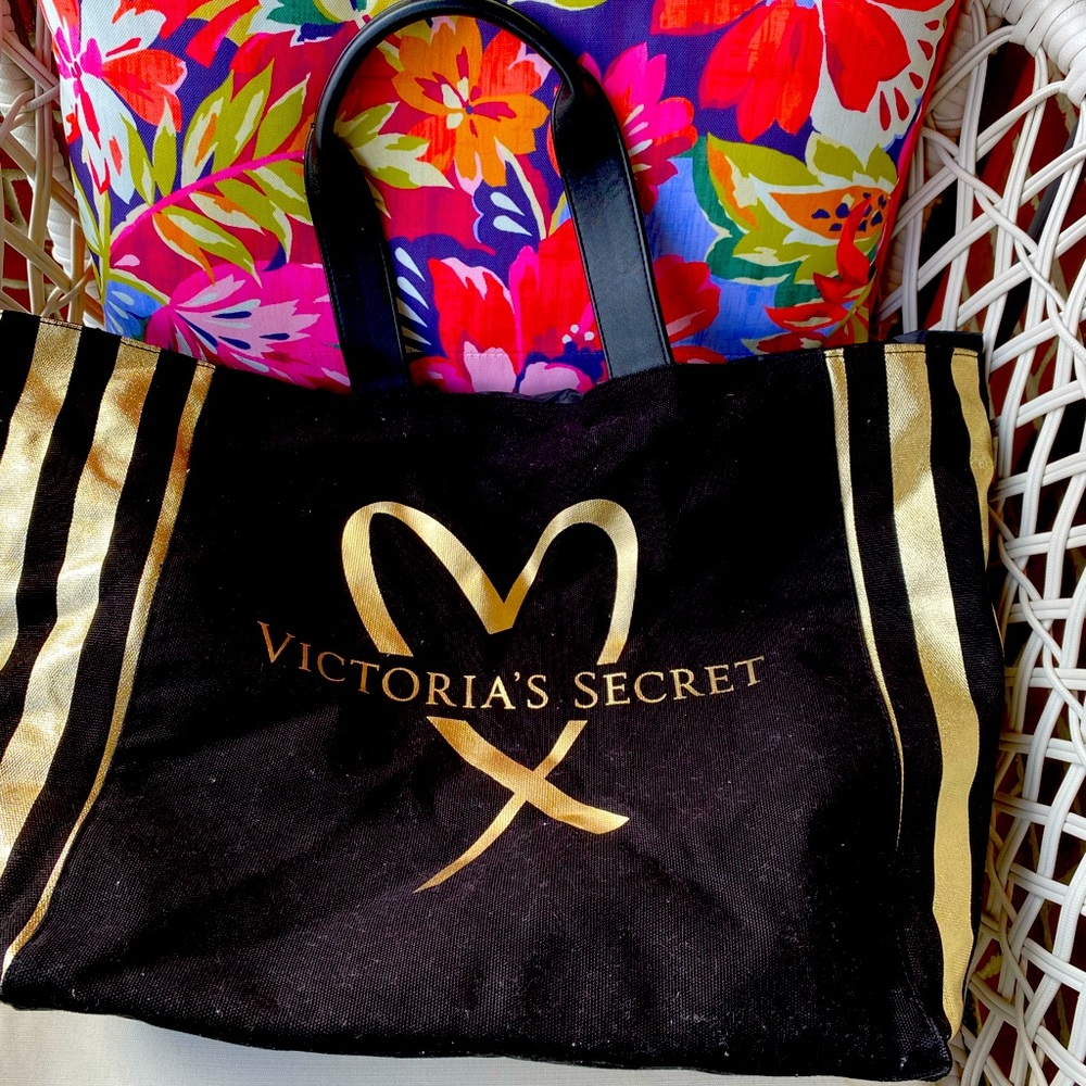 Victoria Secret Black and Gold Large Tote